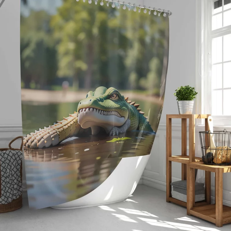 Dangerous Crocodile Artwork Shower Curtain