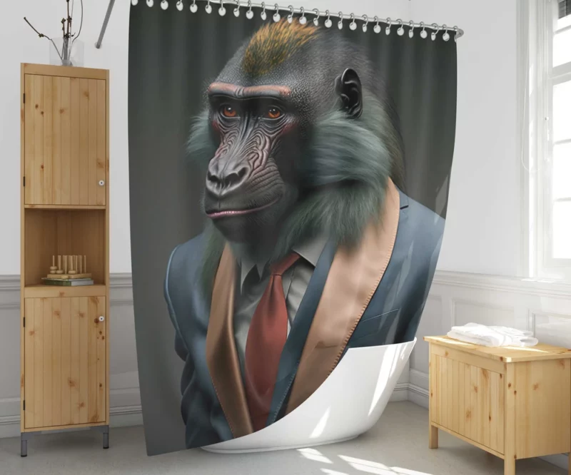 Dapper Monkey in a Suit Shower Curtain 1