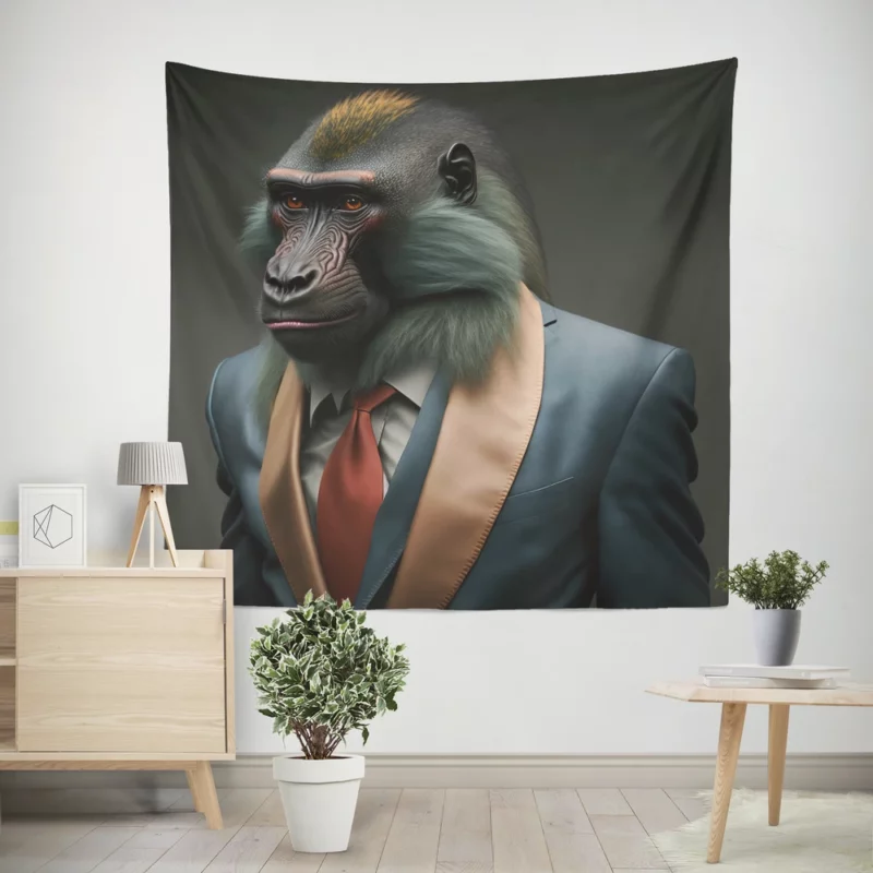 Dapper Monkey in a Suit Wall Tapestry