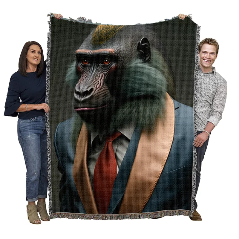 Dapper Monkey in a Suit Woven Blanket