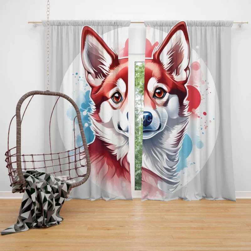 Dazzling Dog Duo Alaskan Klee Kai Curtain