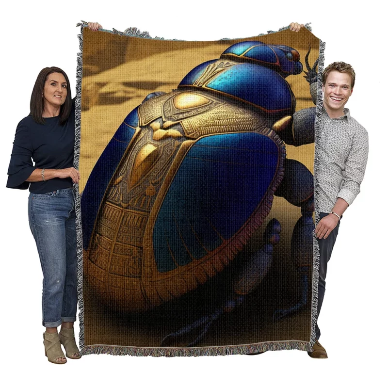 Decorative Scarab Beetle Woven Blanket