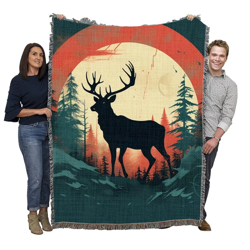 Deer Wildlife Photography Woven Blanket