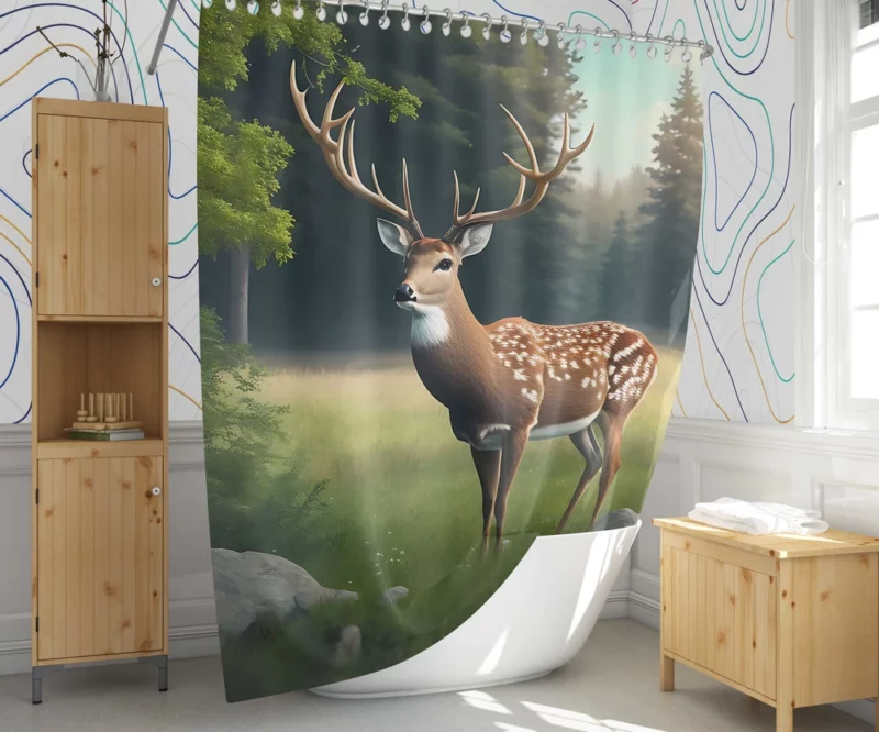 Deer in the Wilderness Shower Curtain 1