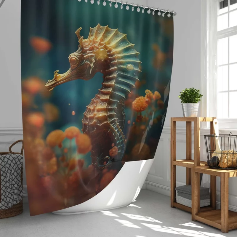 Delicate Seahorse Illustration Shower Curtain