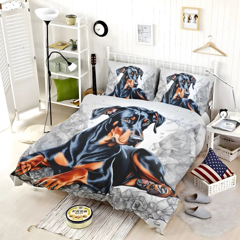 Doberman Pinscher Pup Teen Birthday Surprise Bedding Set