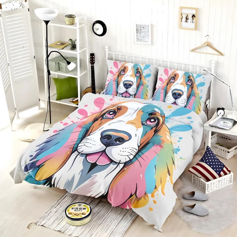 Dog Adorable Drooper Basset Hound Bedding Set