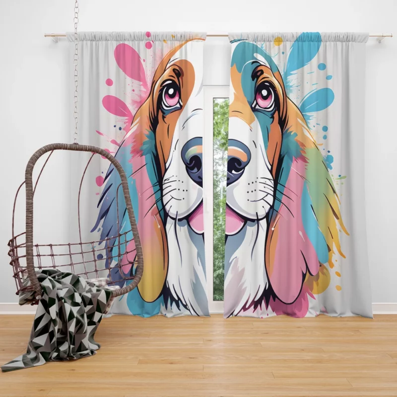 Dog Adorable Drooper Basset Hound Curtain