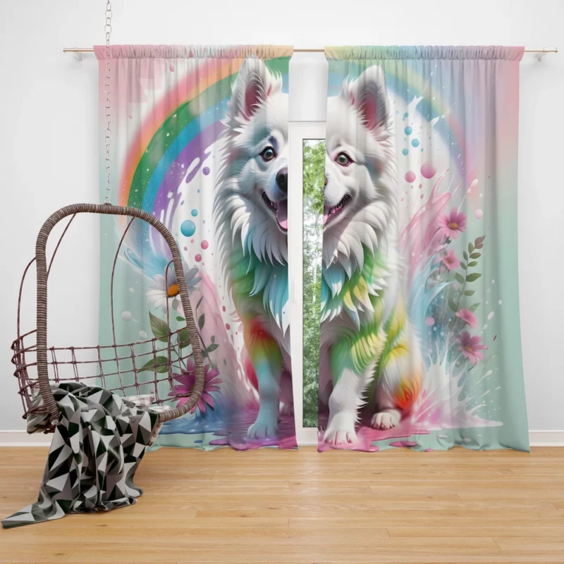 Dog Arctic Friend American Eskimo Curtain