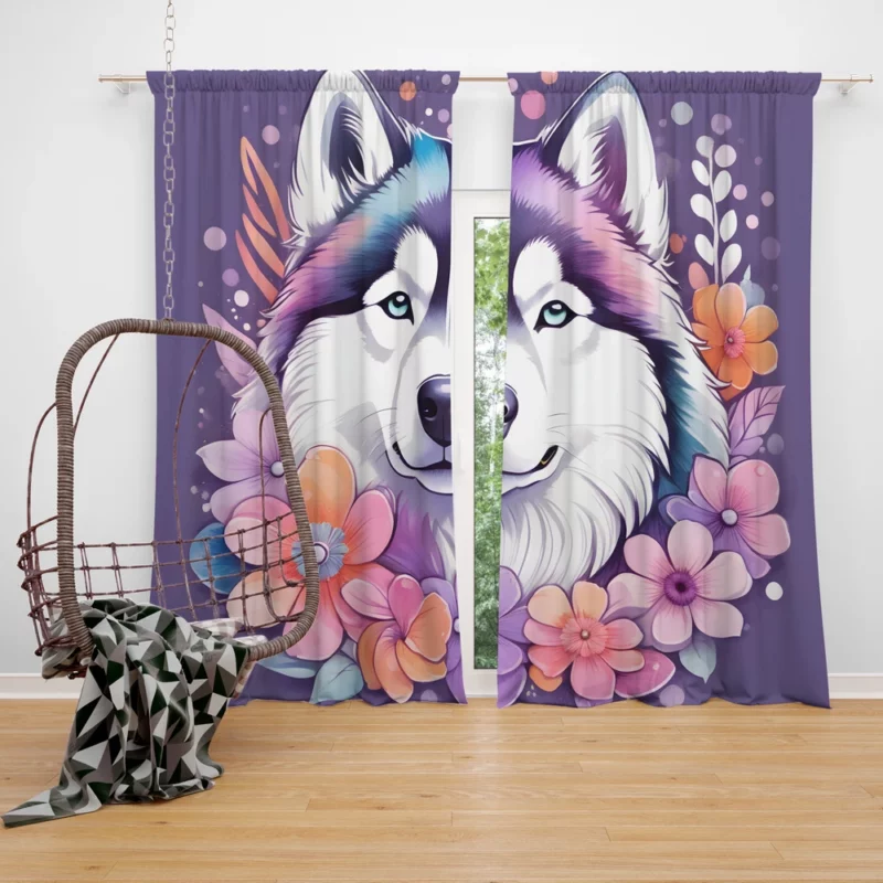 Dog Arctic Warrior Alaskan Malamute Curtain