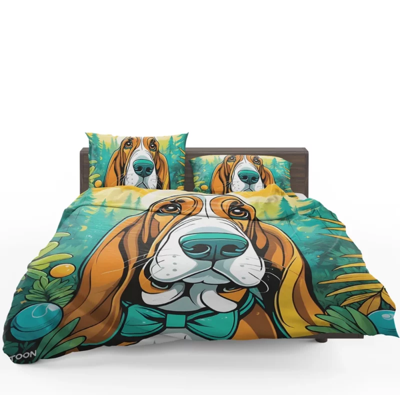 Dog Droopy Hunter Basset Hound Bedding Set 1