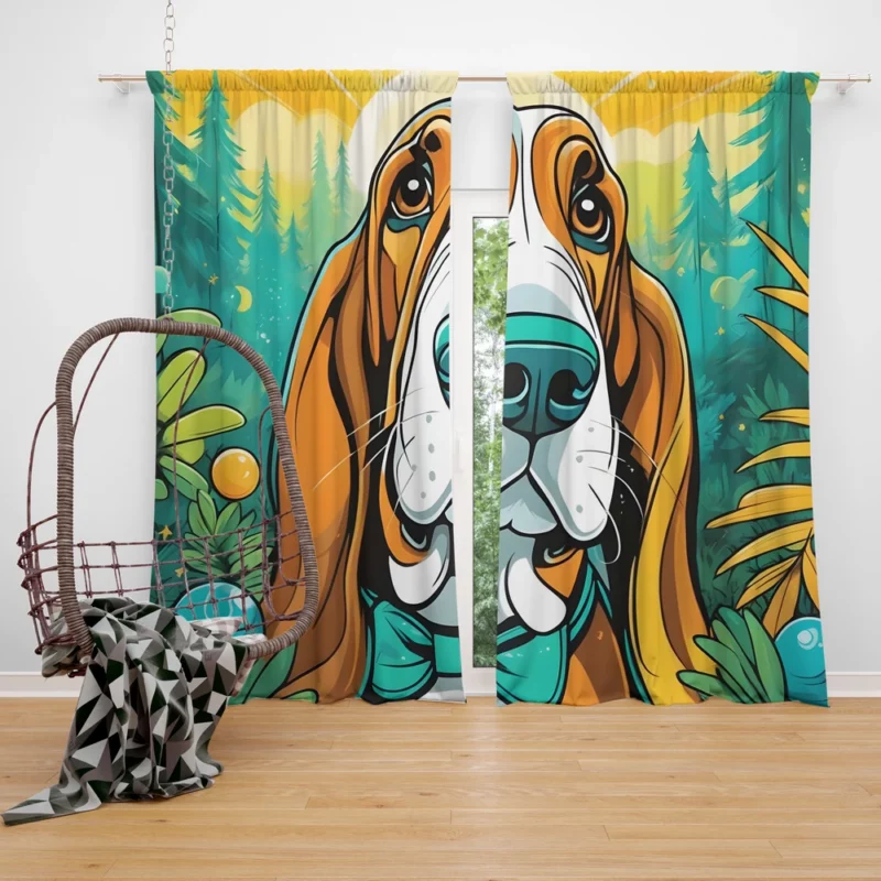 Dog Droopy Hunter Basset Hound Curtain