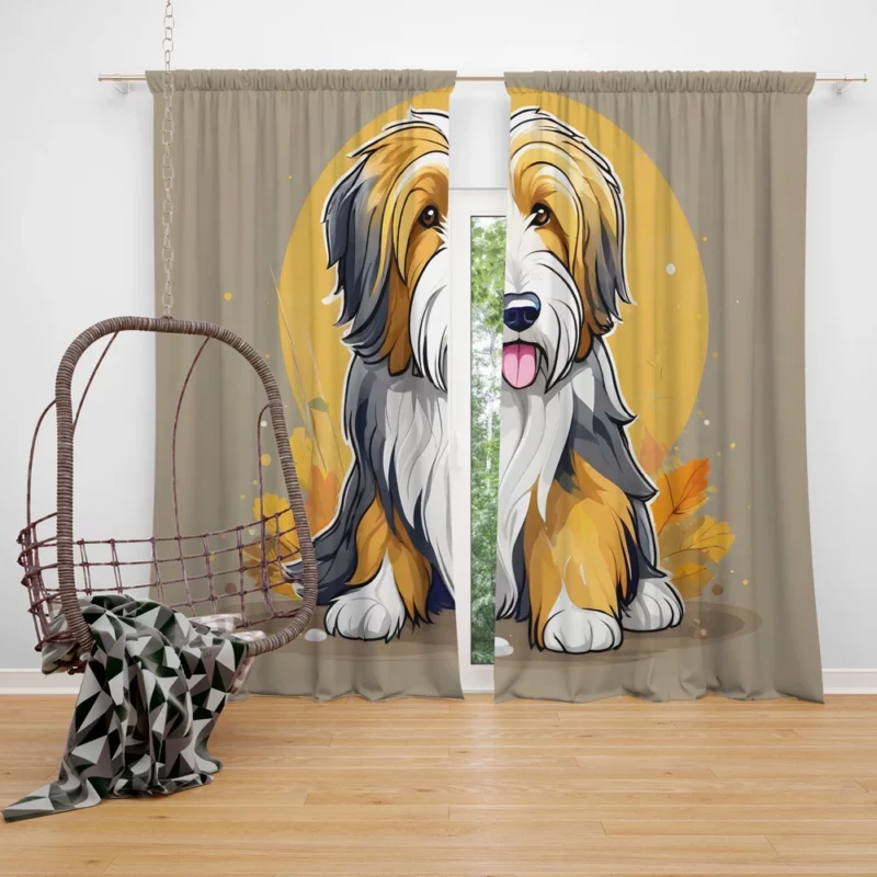 Dog Elegant Explorer Bearded Collie Joy Curtain
