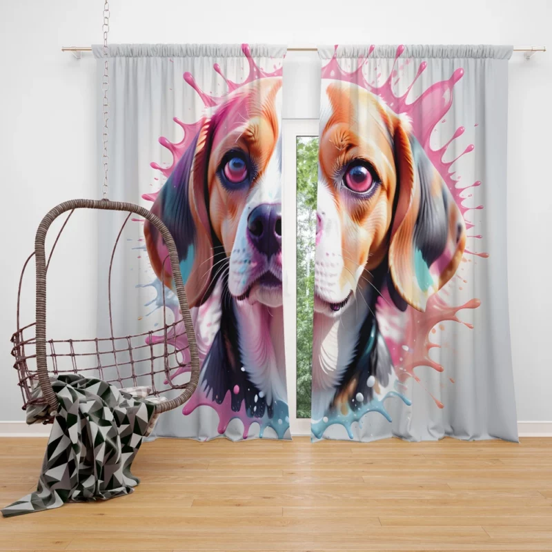 Dog Elegant Hunter Beagle Curtain