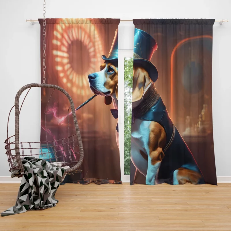 Dog Energetic Explorer Beagle Joy Curtain