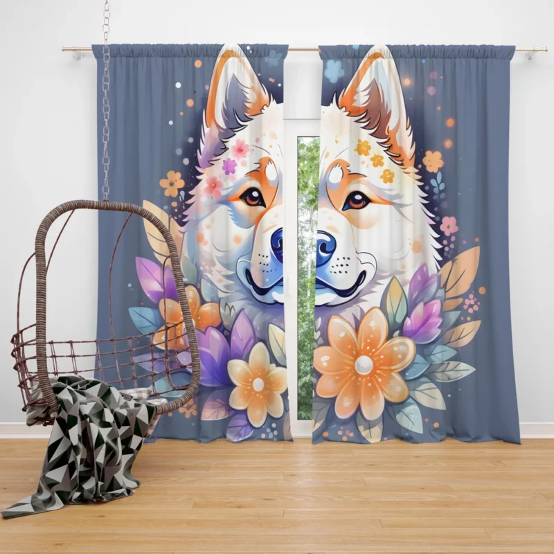 Dog Faithful Friend Akita Companion Curtain