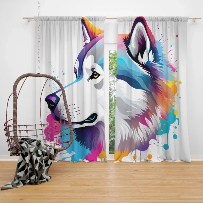 Dog Faithful Sled Dog Alaskan Malamute Curtain