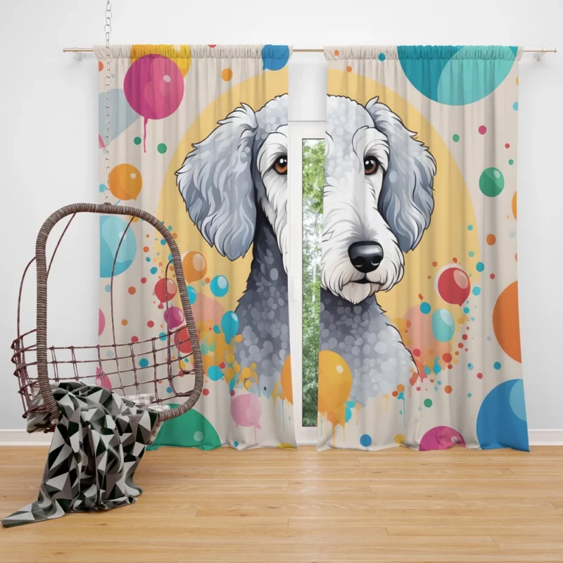 Dog Fluffy Friend Bedlington Terrier Curtain