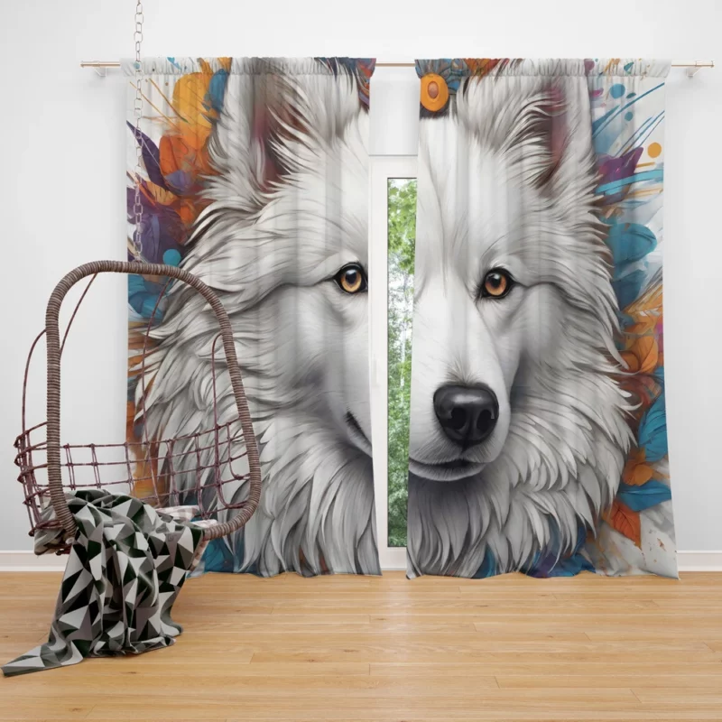 Dog Fluffy Pal American Eskimo Curtain