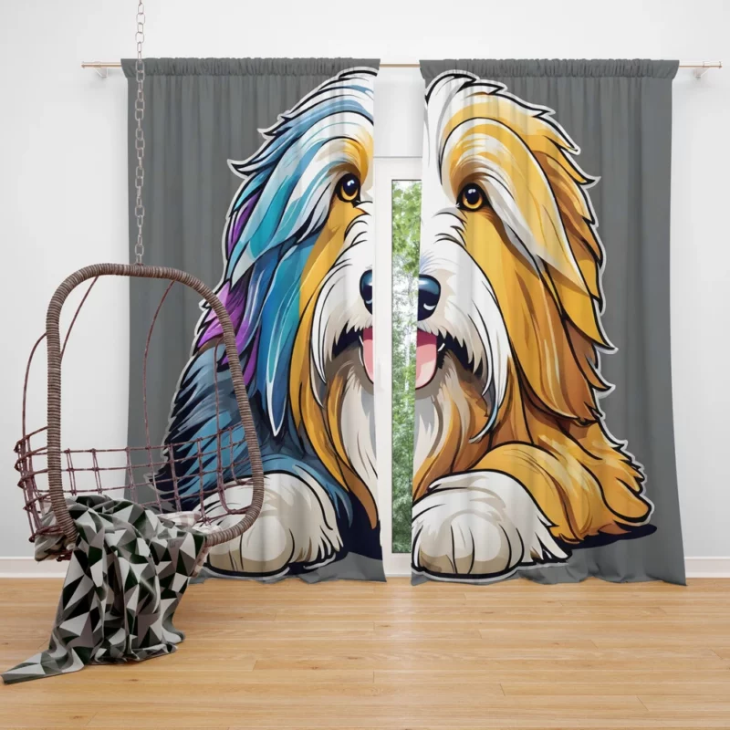 Dog Fluffy Pal Bearded Collie Curtain