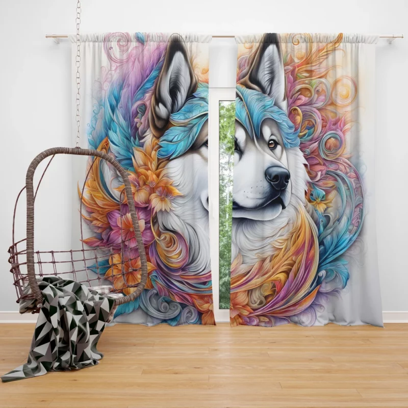 Dog Furry Ambassador Akita Diplomat Curtain