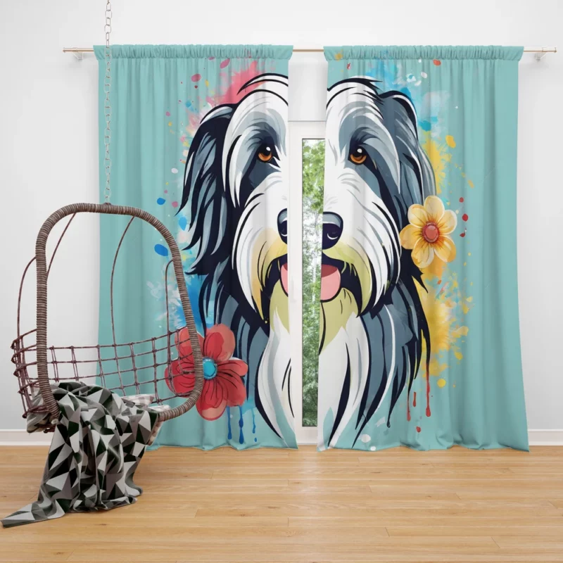 Dog Furry Charm Bearded Collie Curtain