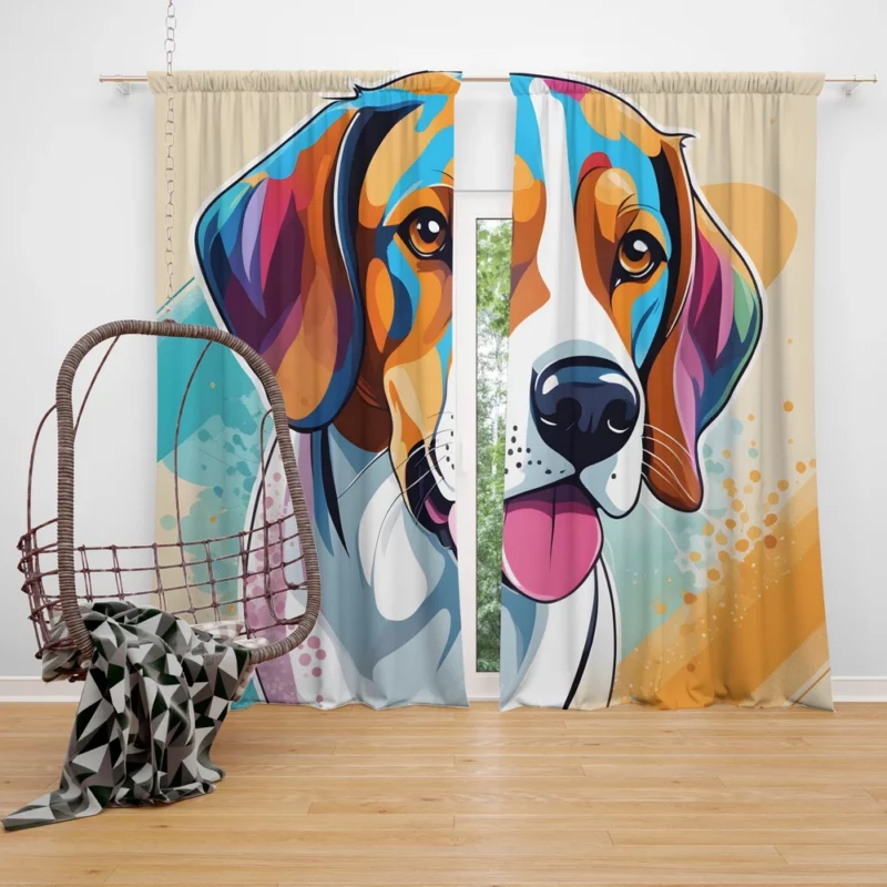 Dog Howling Partner American Foxhound Curtain