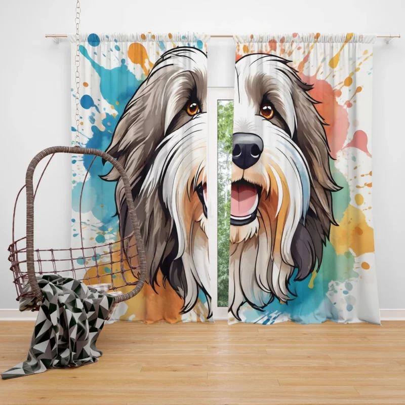 Dog Loyal Companion Bearded Collie Curtain