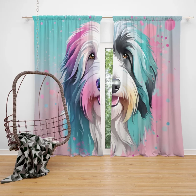 Dog Loyal Pal Bearded Collie Curtain