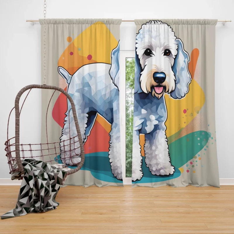 Dog Playful Companion Bedlington Terrier Charm Curtain