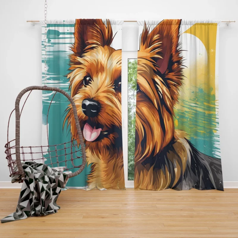 Dog Playful Spirit Australian Terrier Curtain