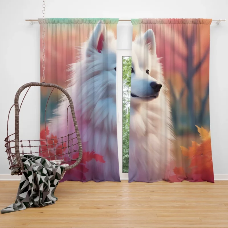 Dog Snowy Charmer American Eskimo Curtain