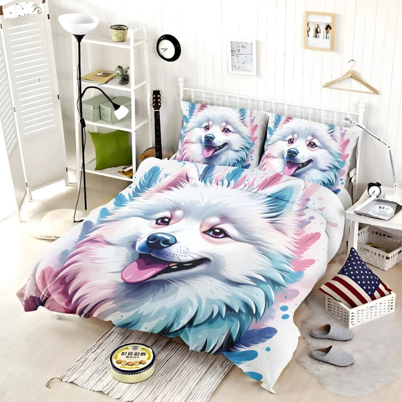 Dog Snowy Guardian American Eskimo Bedding Set