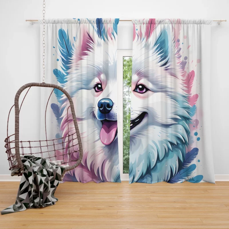 Dog Snowy Guardian American Eskimo Curtain