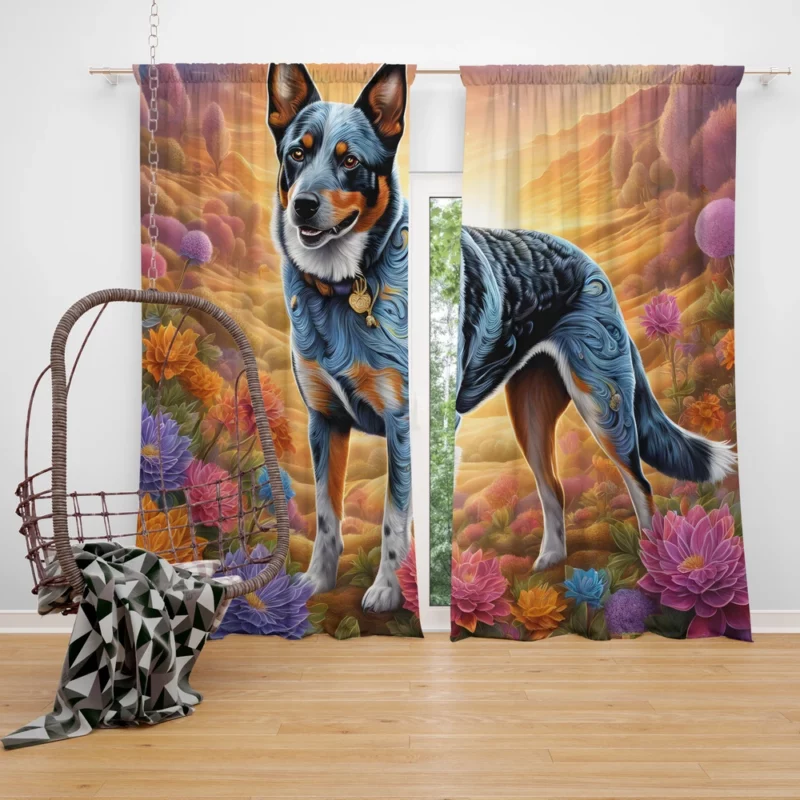 Dog Spirited Worker Australian Cattle Curtain