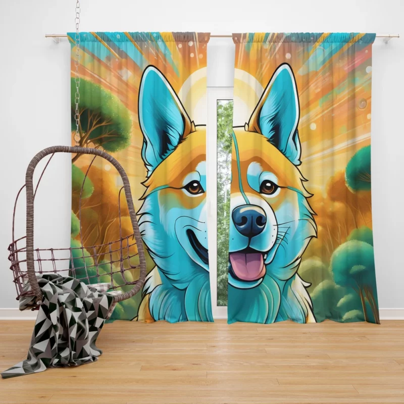 Dog Stoic Protector Akita Guardian Curtain