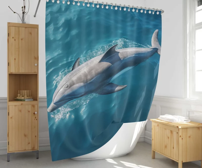 Dolphin Swimming Underwater Shower Curtain 1