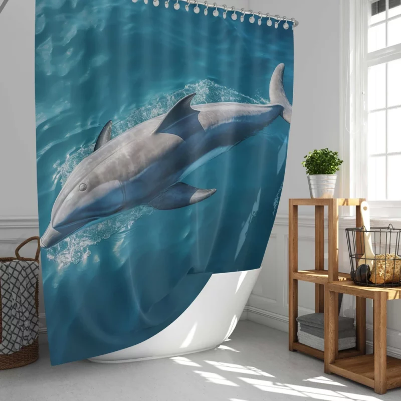 Dolphin Swimming Underwater Shower Curtain