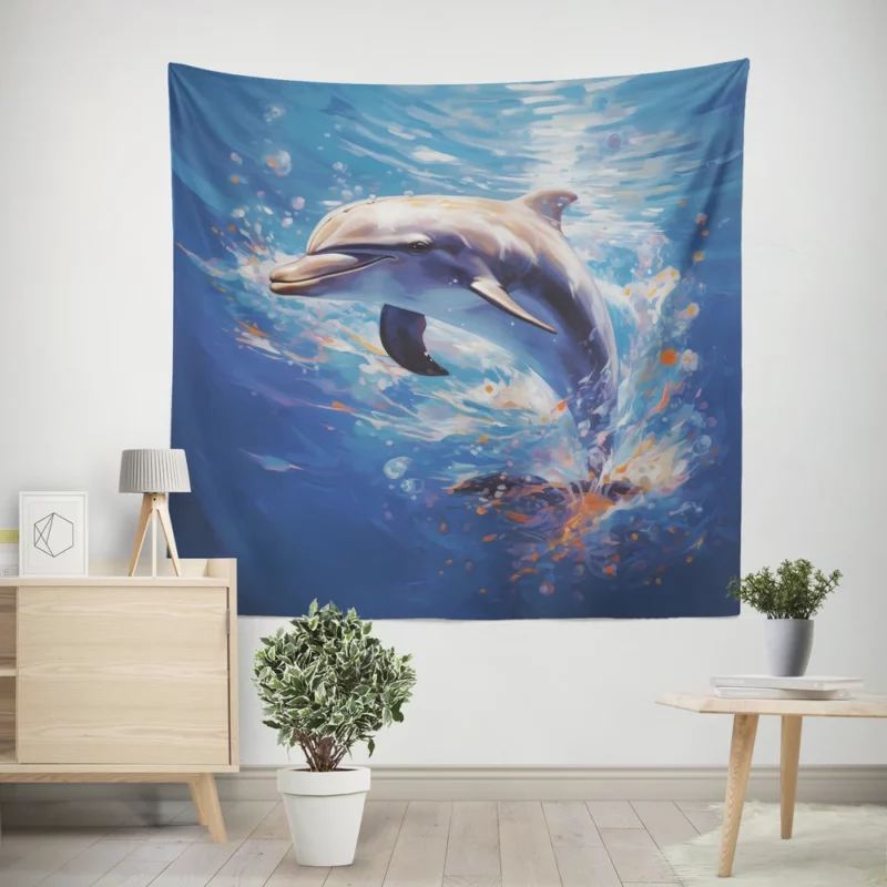 Dolphin World Animal Day Wall Tapestry