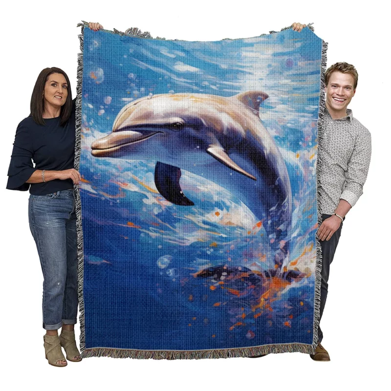 Dolphin World Animal Day Woven Blanket