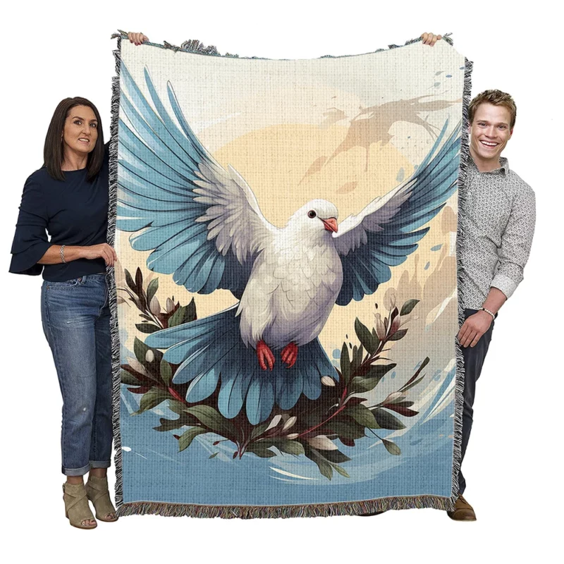 Dove Cartoon Logo Woven Blanket