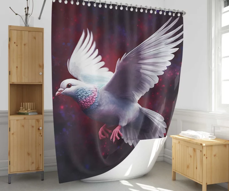 Dove Flying in Painted Sky Shower Curtain 1