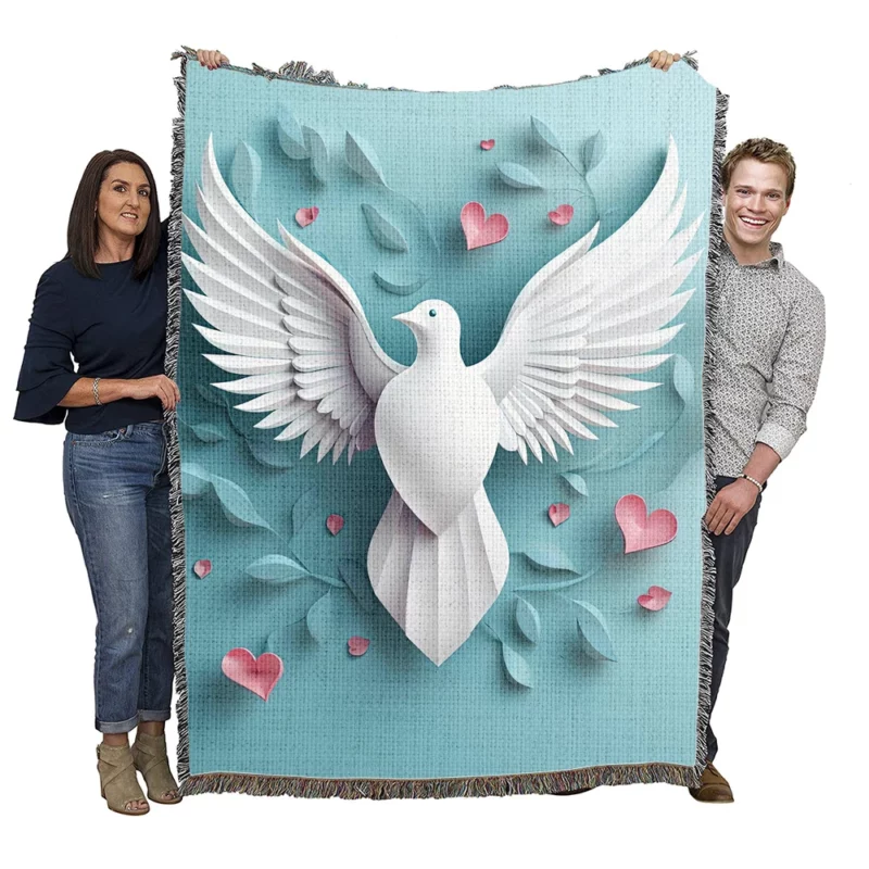 Dove With Heart Light Effect Woven Blanket