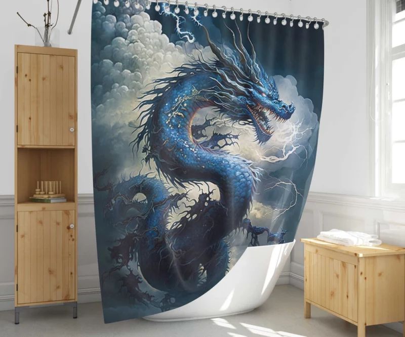 Dragon Breathing Lightning Shower Curtain 1