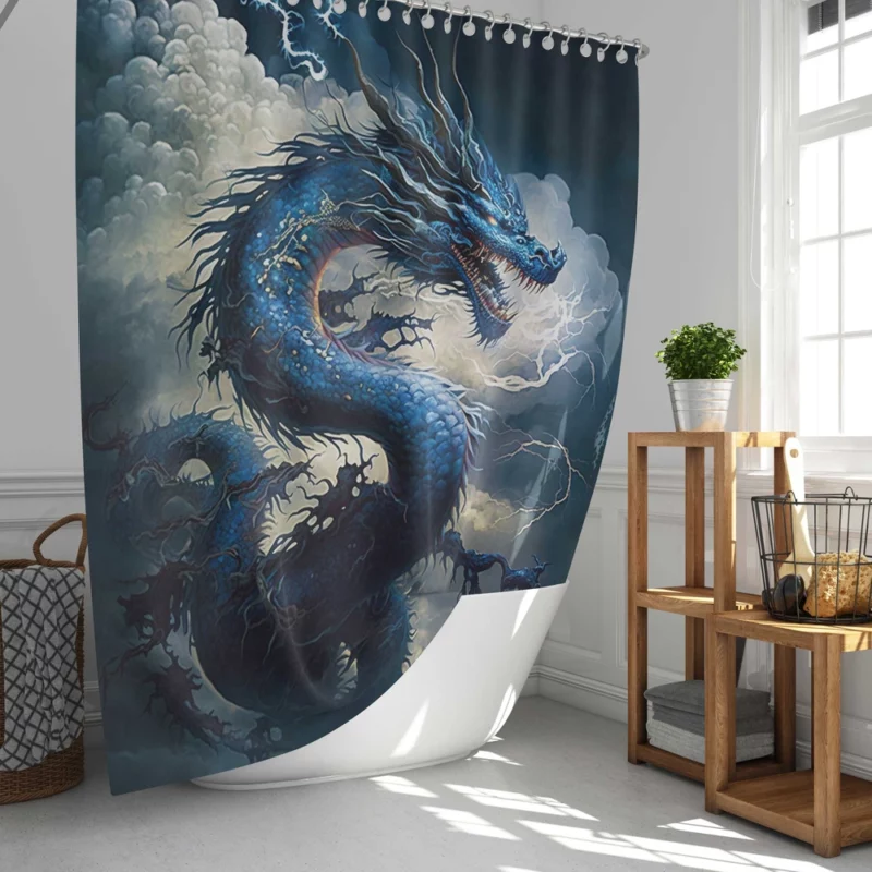 Dragon Breathing Lightning Shower Curtain