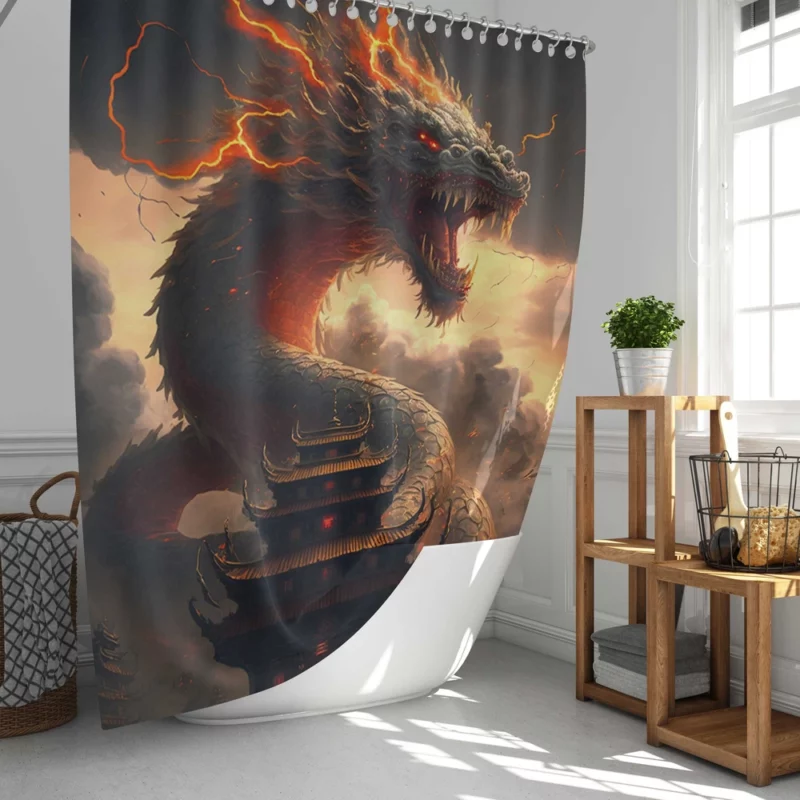 Dragon Creature Close-Up Shower Curtain