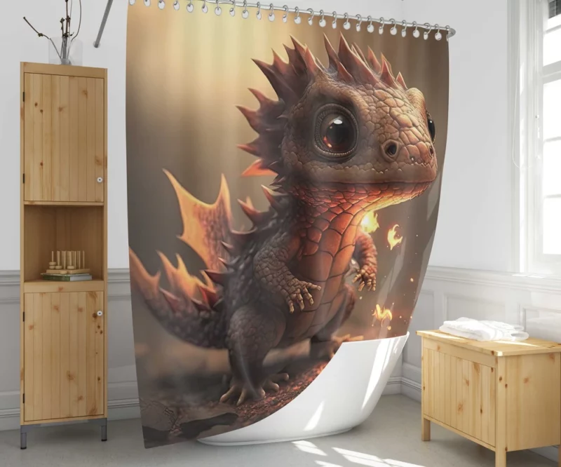 Dragon Preparing Fire Breath Shower Curtain 1