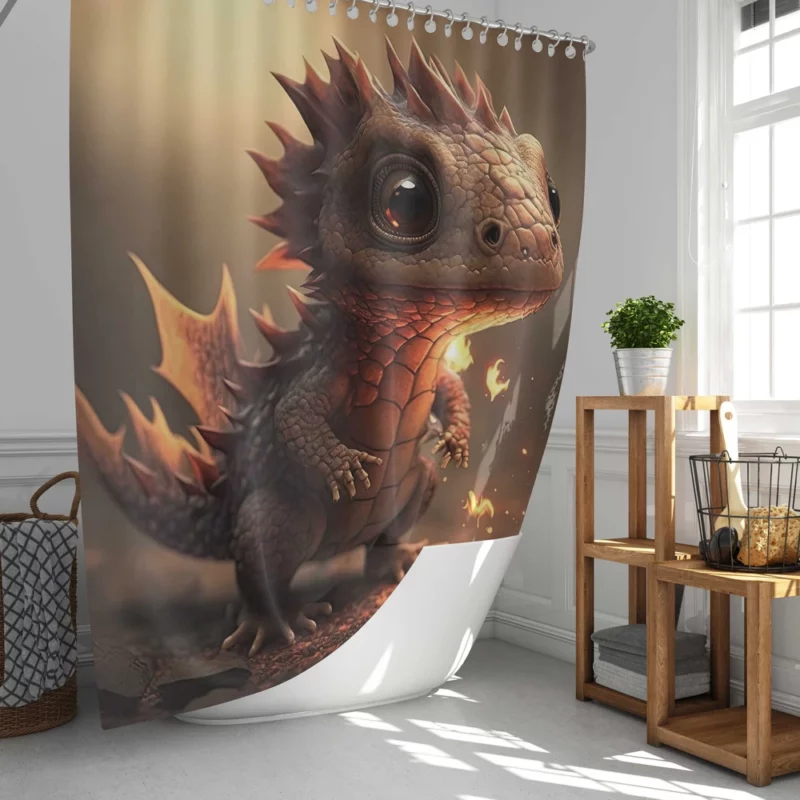 Dragon Preparing Fire Breath Shower Curtain