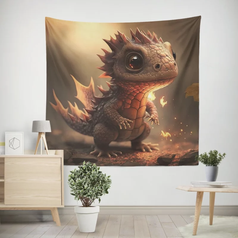 Dragon Preparing Fire Breath Wall Tapestry