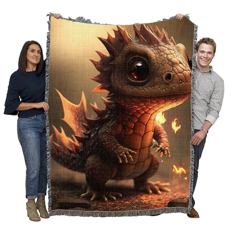 Dragon Preparing Fire Breath Woven Blanket